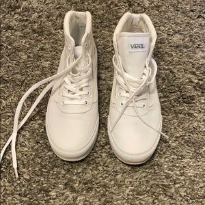 All white high top vans